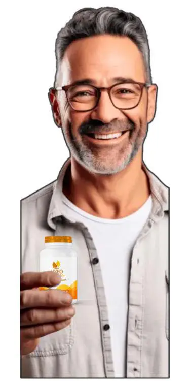 man holding hypoburn plus bottle
